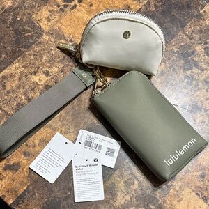 Lululemon Dual Pouch Wristlet in Cream and Green